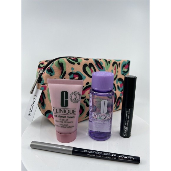 CLINIQUE 5pc Gift Set Mascara Eyeliner Makeup Remover & Mouse Cleanser Gift Bag - Picture 3 of 5